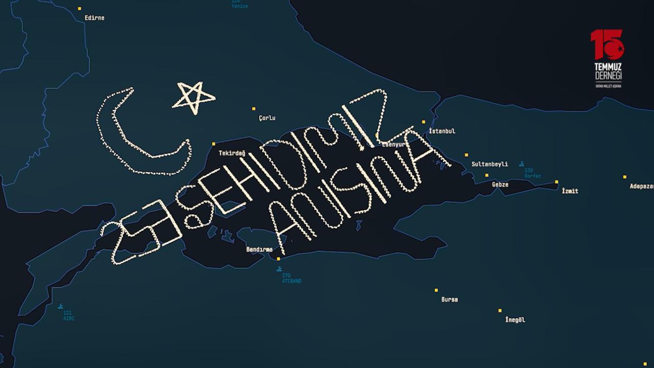 15 Temmuz şehitleri İHA'ların gökyüzündeki özel rotasıyla anıldı