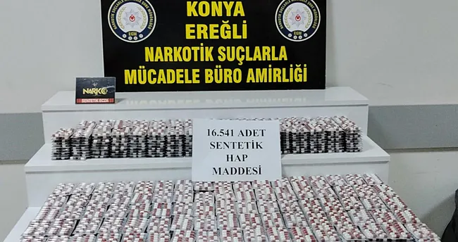 Konya'daki uyuşturucu operasyonlarında 98 bin 376 sentetik ecza hap ele geçirildi